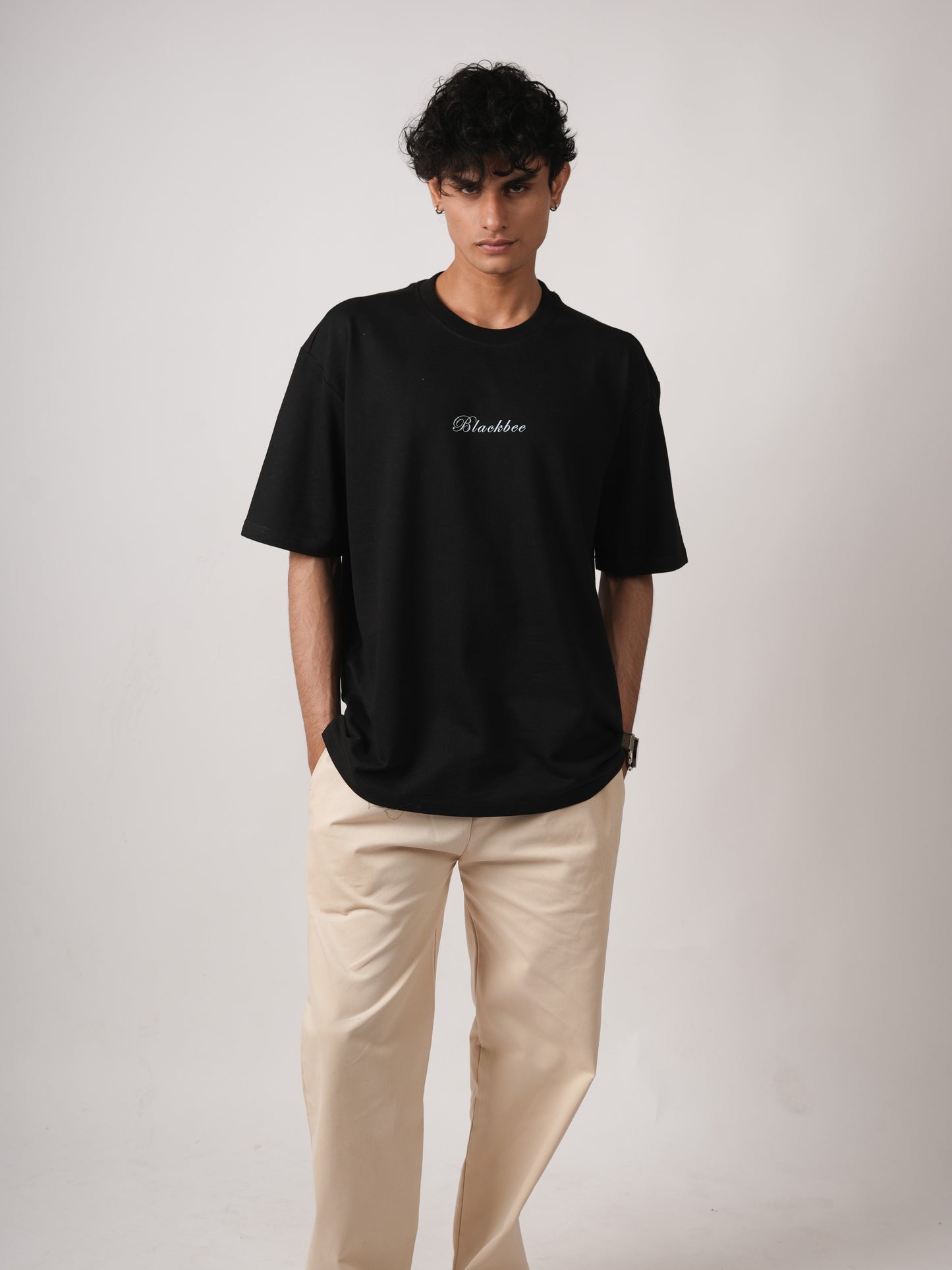 Black solid Oversized T-shirt