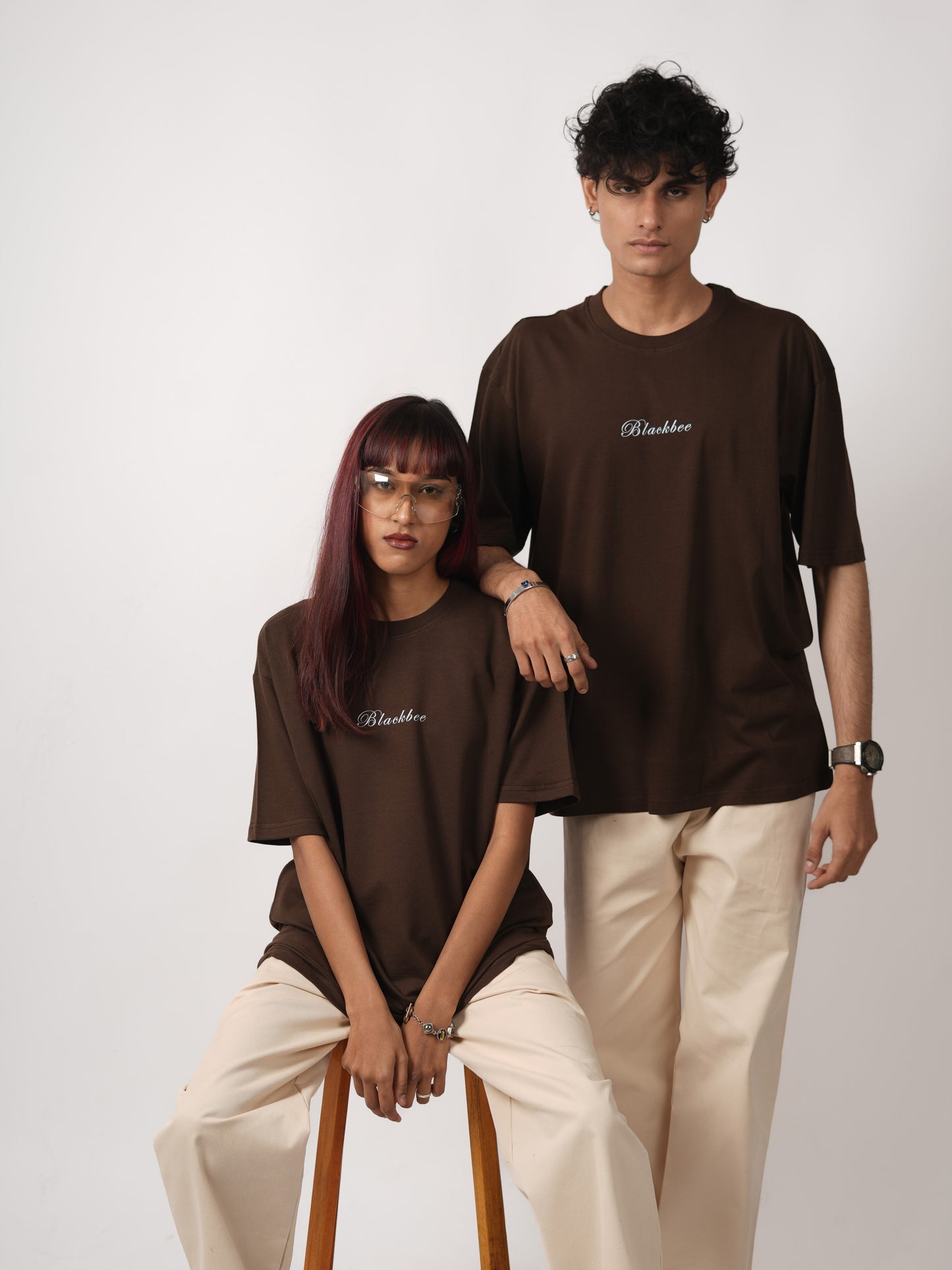 Brown Solid Oversized T-shirt