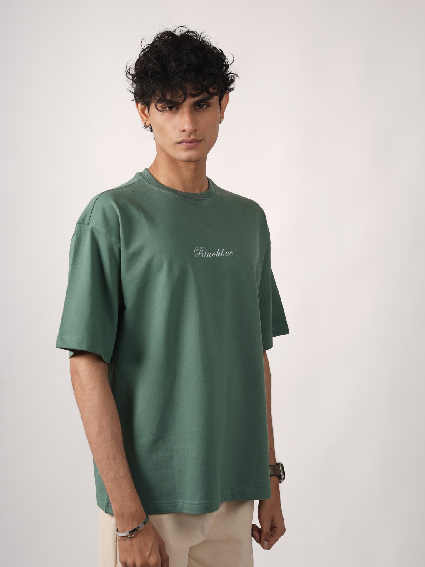Forest Green Solid Oversized T-shirt