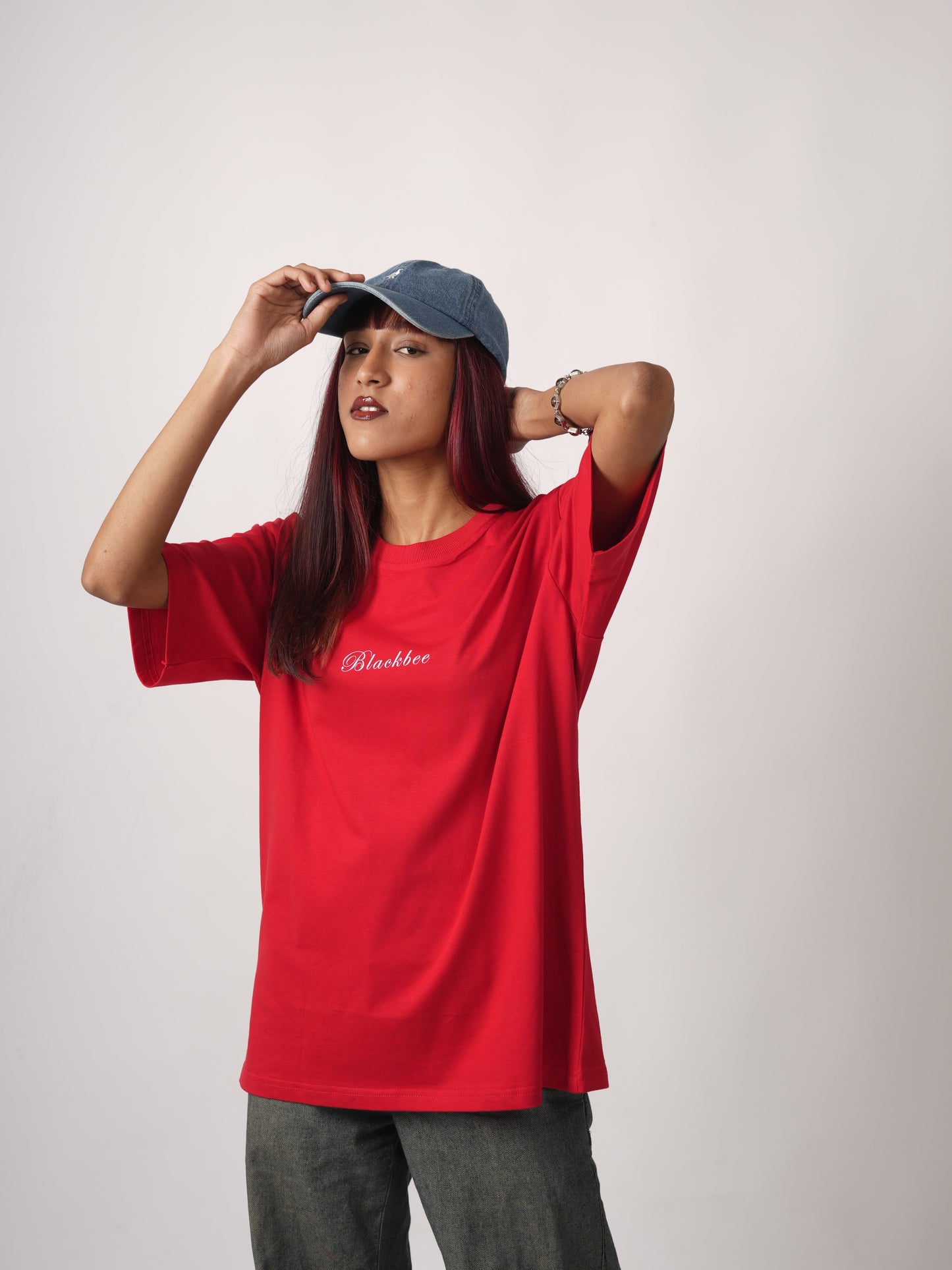 Blood Red Solid Oversized T-shirt